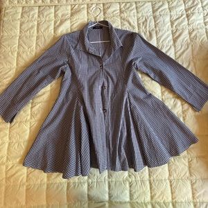 VITAMIN Black and White Plaid A-line 3/4 Sleeve Blouse